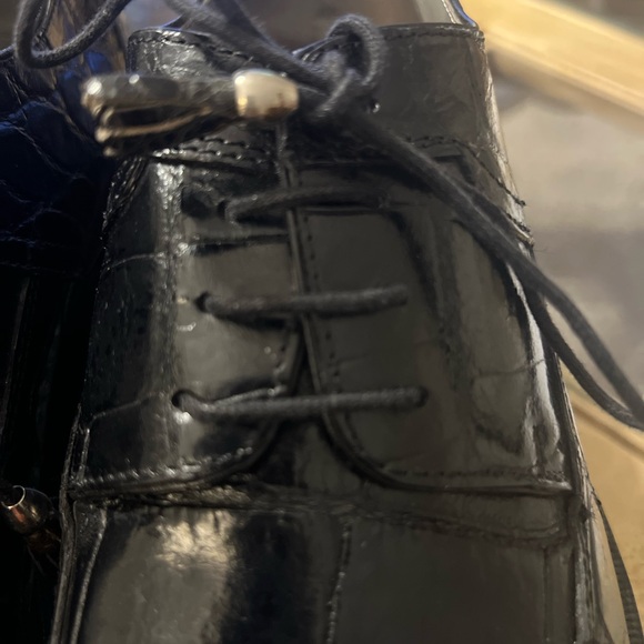 David Eden 100% Genuine Alligator Skin Men's Dress Derby Oxford Shoes Black 10M - Picture 2 of 13